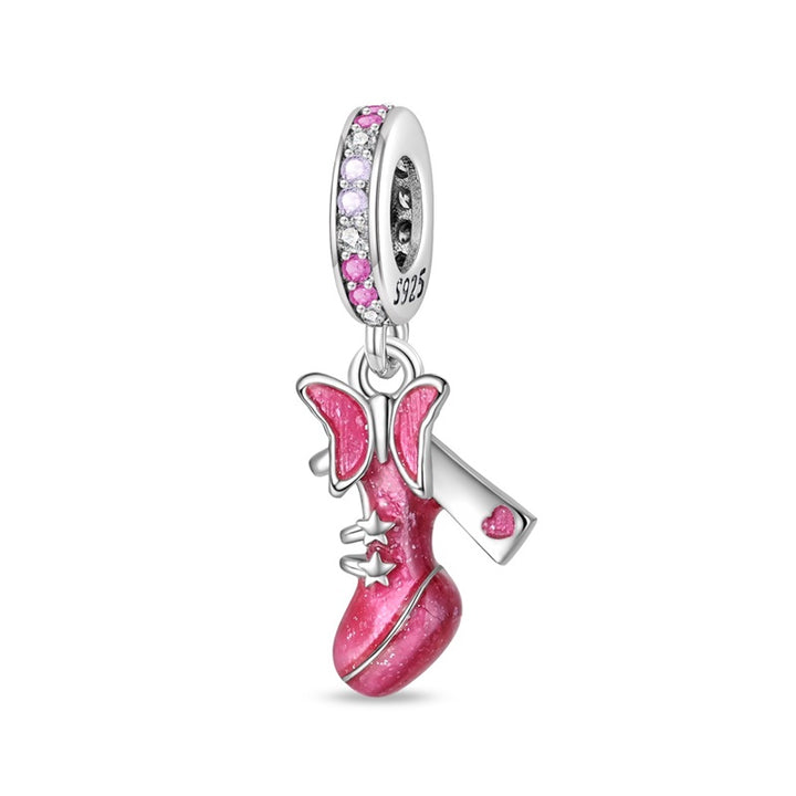Charm Zapatilla y Mariposa Rosa, Inspirado En Barbie