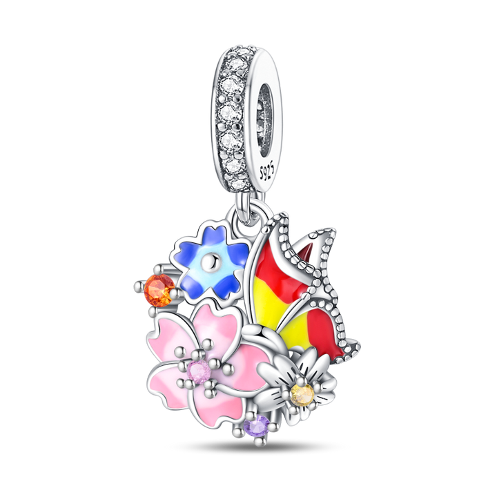 Charm Mariposa y Ramo de Flores