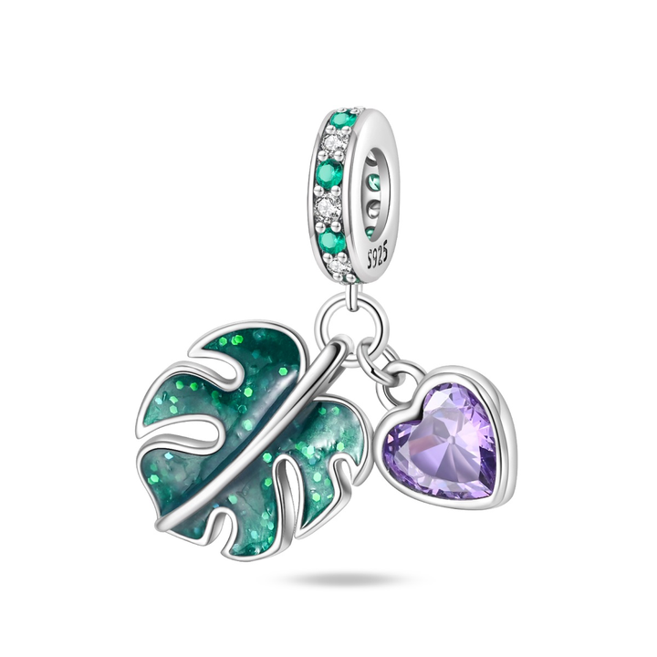 Charm Hoja Tropical y Corazón Morado