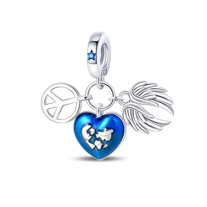 Charm Corazón y Símbolo Hippie "Paz en el Mundo"