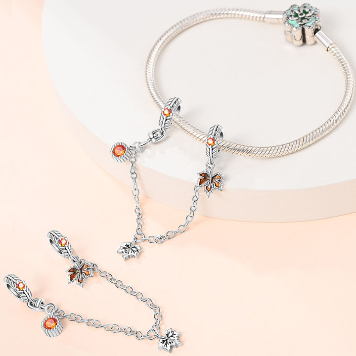 Cadena De Seguridad Hojas del Otoño y Sol