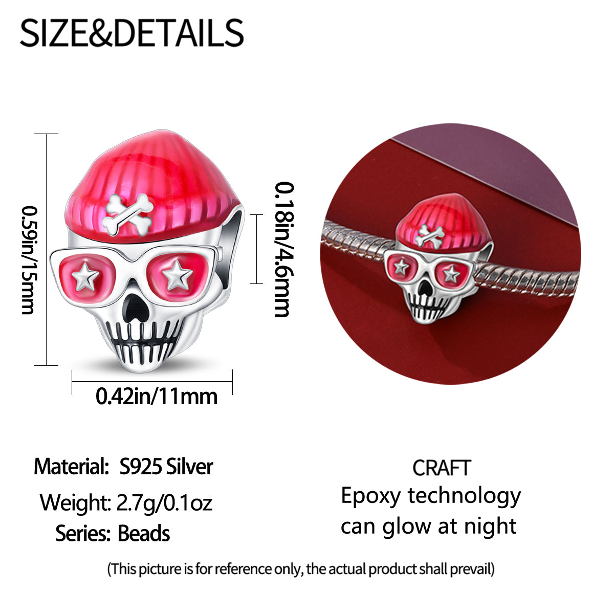 Charm Calavera Fluorecente