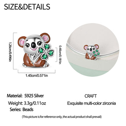 Charm Koala & Trebol De 4 Hojas