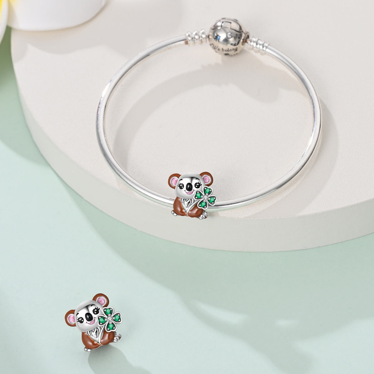 Charm Koala & Trebol De 4 Hojas