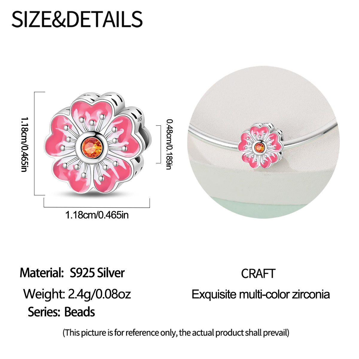 Charm Flor Rosa