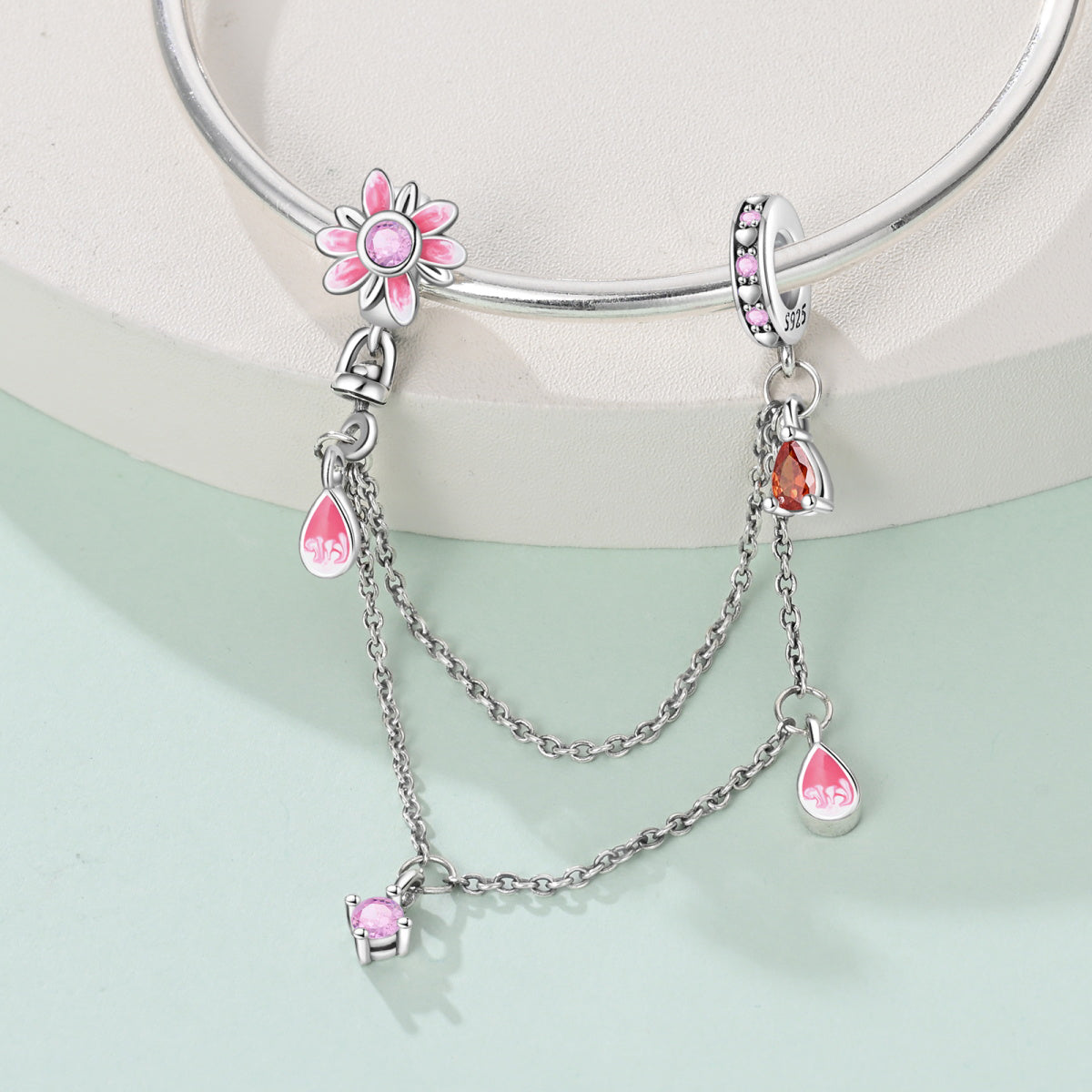 Cadena de Seguridad Flor Rosa