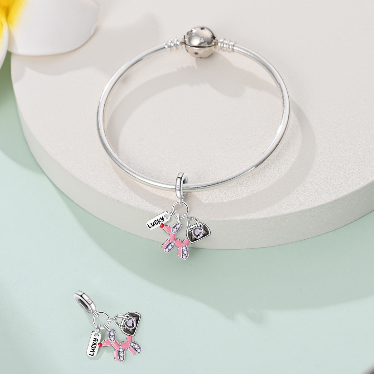 Charm Globo Rosa "Lucky"