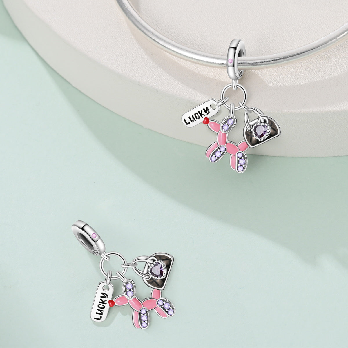 Charm Globo Rosa "Lucky"