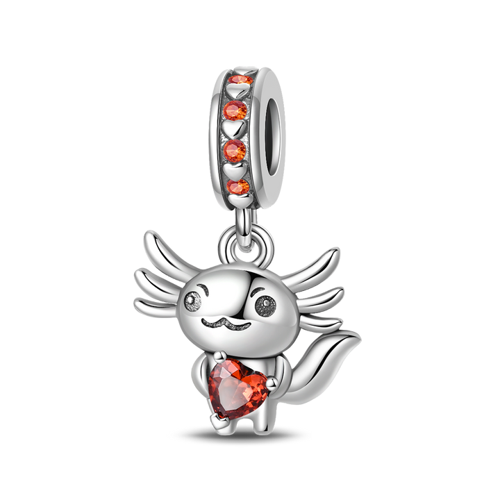 Charm Ajolote Con Corazon Naranja