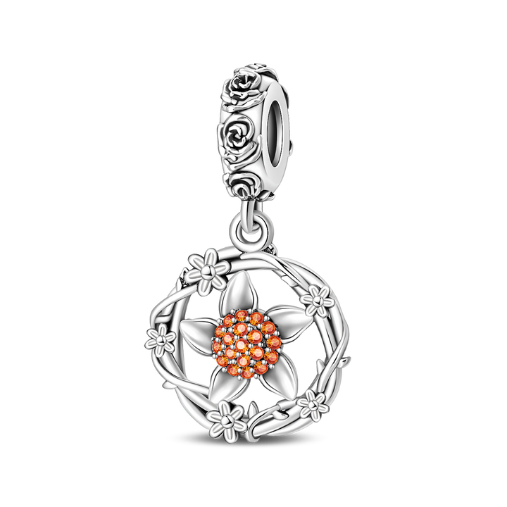 Charm Flor Diamantada Naranja