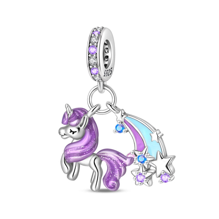 Charm Unicornio Morado & Arcoiris