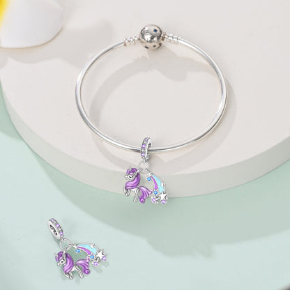 Charm Unicornio Morado & Arcoiris