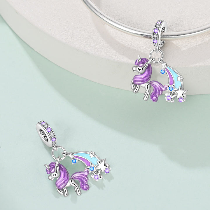 Charm Unicornio Morado & Arcoiris