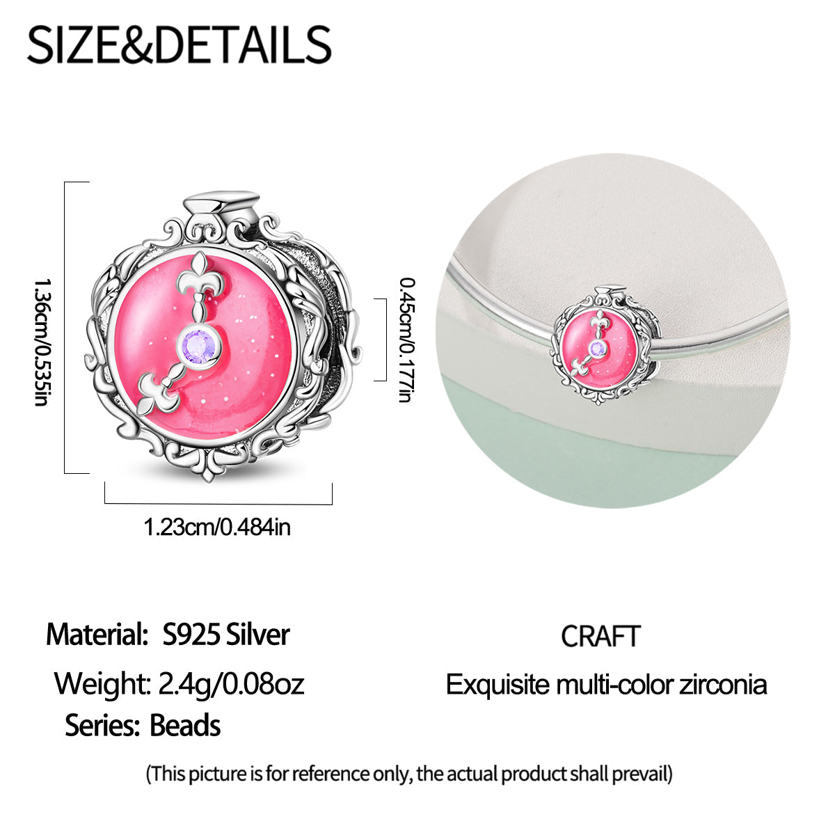 Charm Reloj Rosa