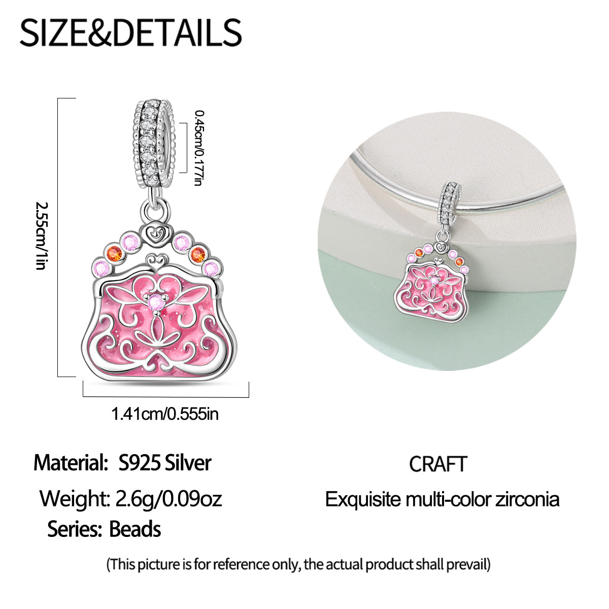 Charm Bolsita Rosa