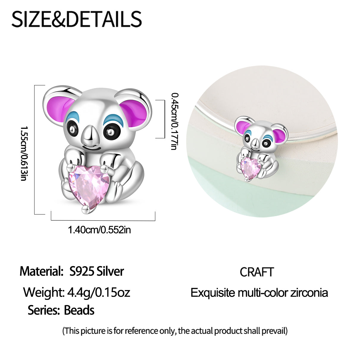 Charm Koala Rosa