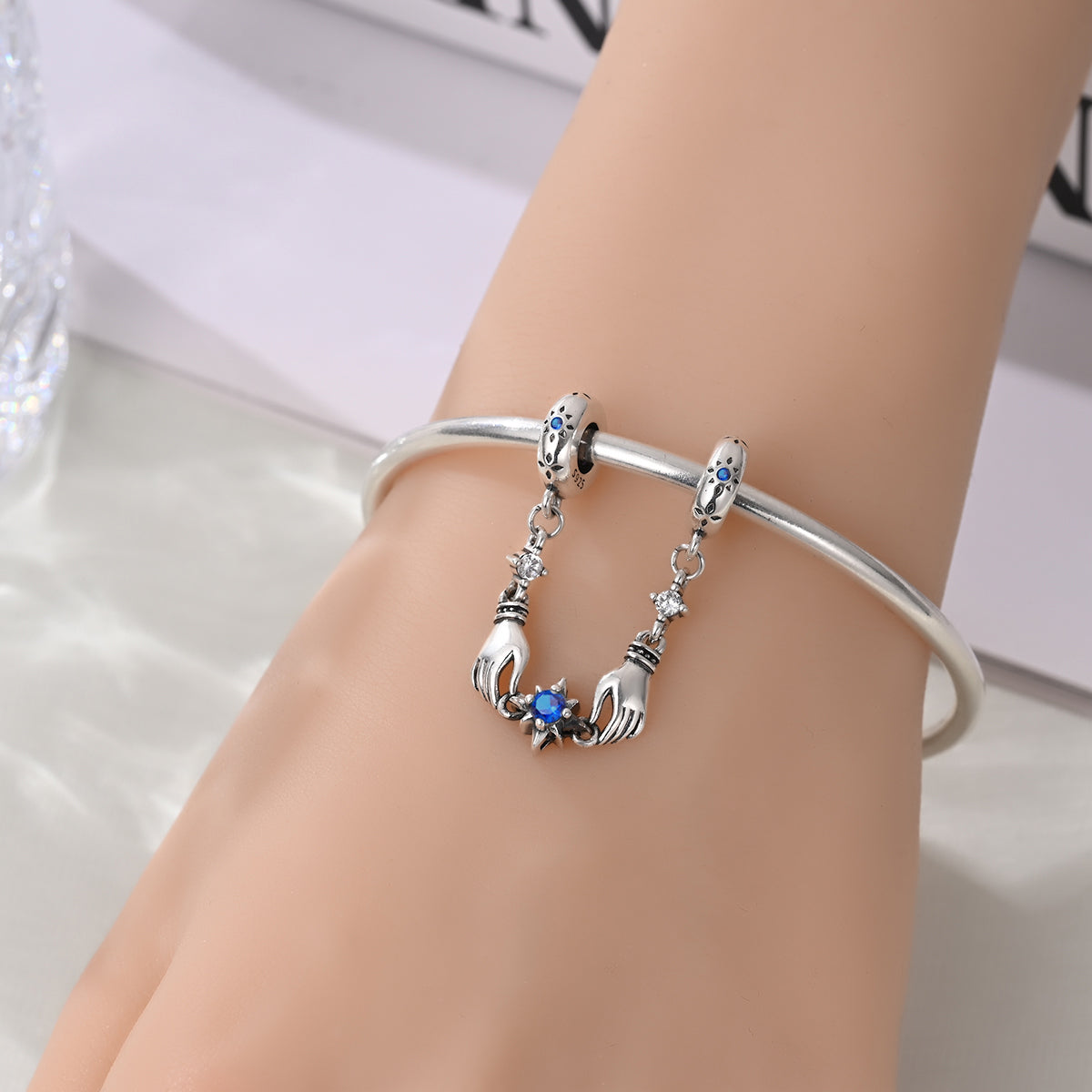 Cadena De Seguridad Manos & Estrella Azul