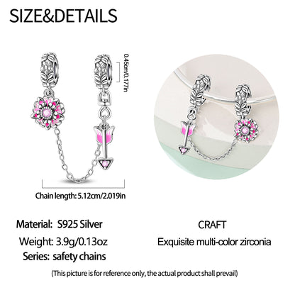 Cadena De Seguridad Flor Rosa & Flecha