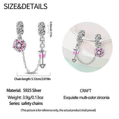 Cadena De Seguridad Flor Rosa & Flecha