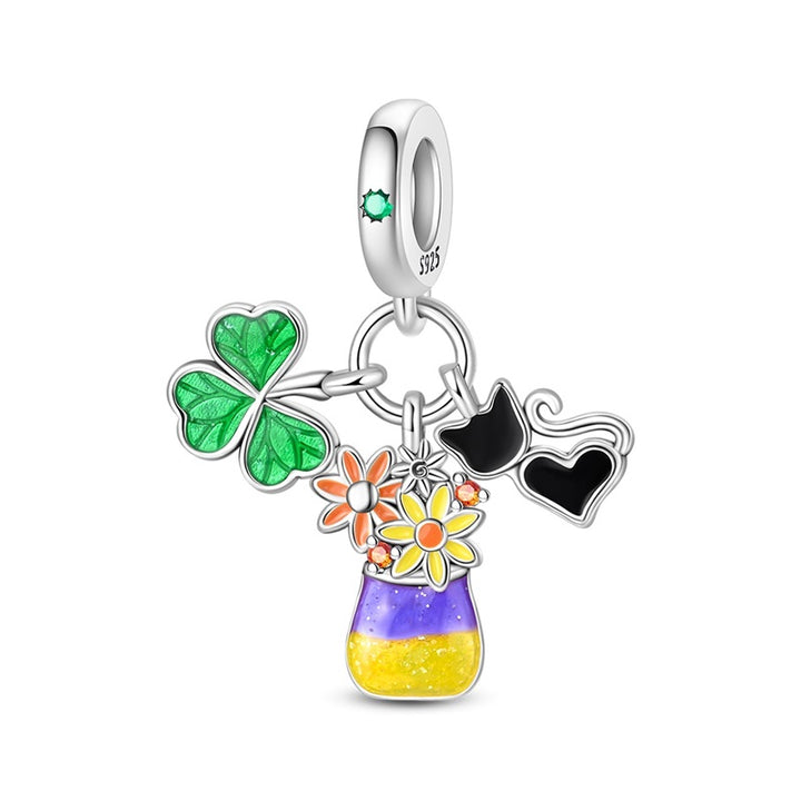 Charm Trebol, Flores & Gato