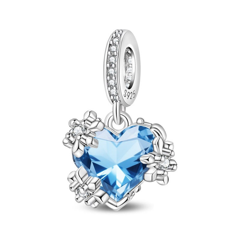 Charm Corazon Azul & Flores