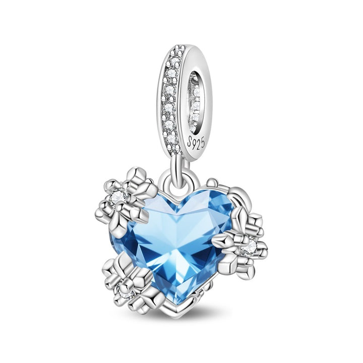 Charm Corazon Azul & Flores