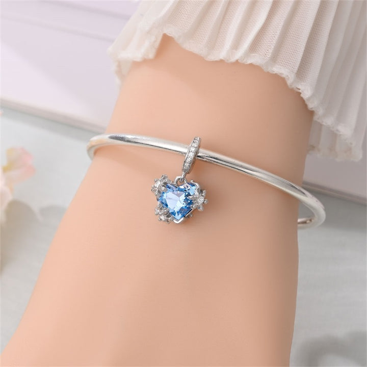 Charm Corazon Azul & Flores