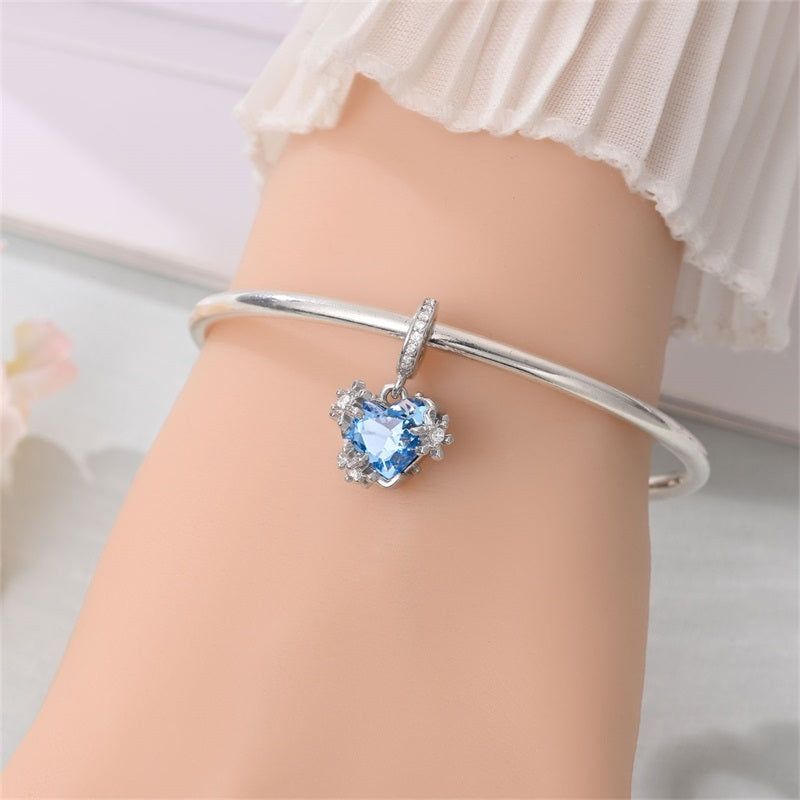 Charm Corazon Azul & Flores