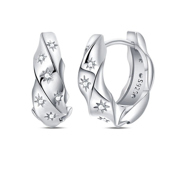 Aretes Espiral de Estrellas Blancas