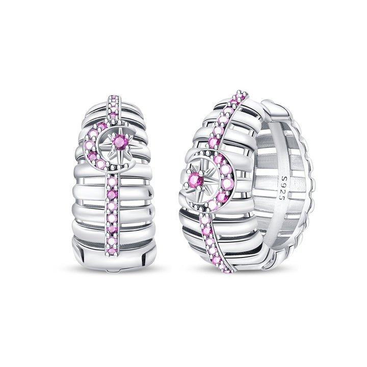 Aretes Luna y Estrella Morada