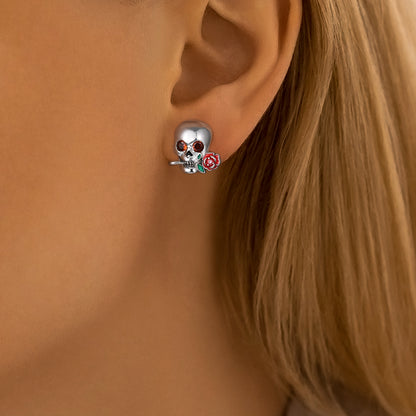 Aretes Calavera y Rosa "Día de Muertos"