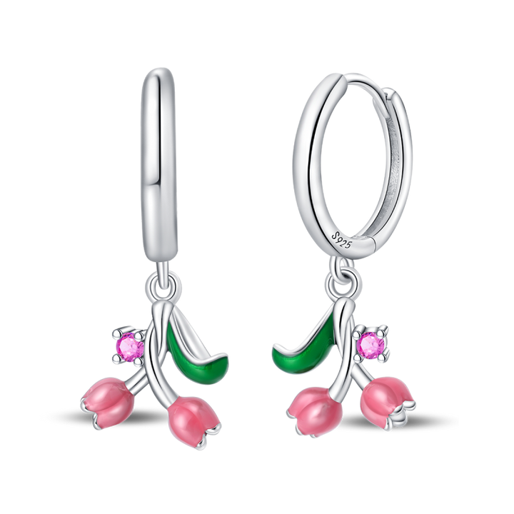 Aretes Tulipanes Rosas
