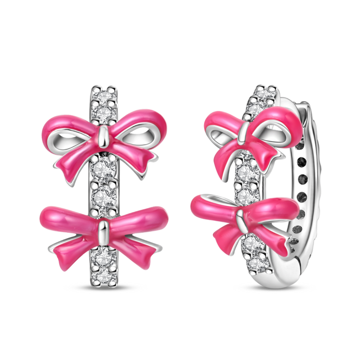 Aretes De Moños Rosas