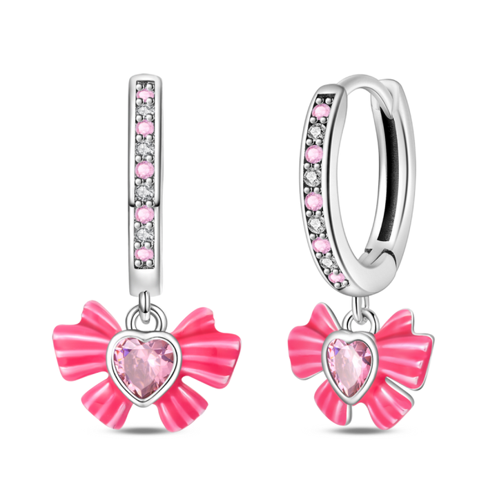 Aretes Rosa Con Corazones