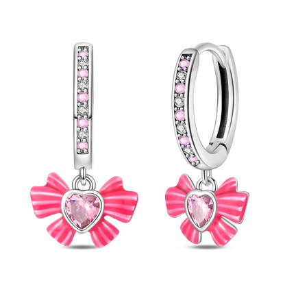 Aretes Rosa Con Corazones