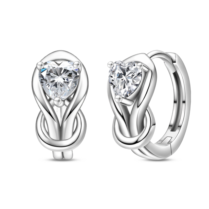 Aretes Con Brillante De Corazon Plateados