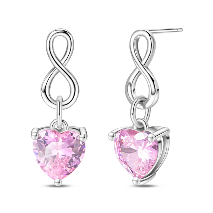 Aretes Infinito Con Corazón Rosa