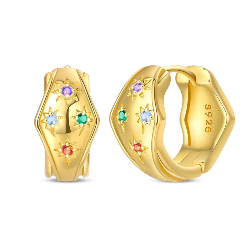 Aretes Irregulares Estrellas Multicolor