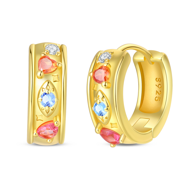 Aretes Dorados & Piedras Naranjas