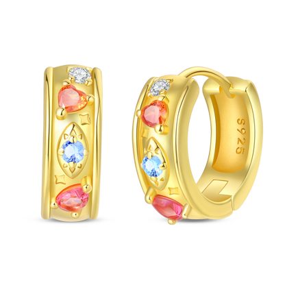 Aretes Dorados & Piedras Naranjas