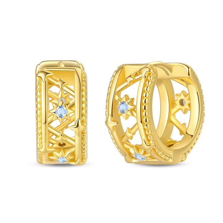 Aretes Dorados & Estrellas Azules