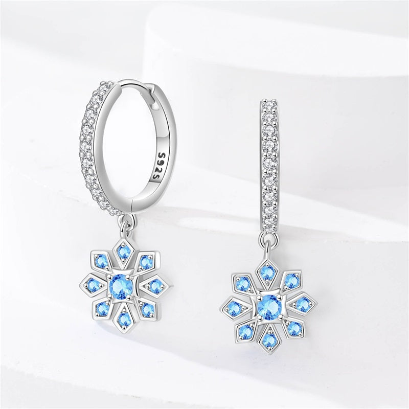 Aretes Copo de Nieve Azul