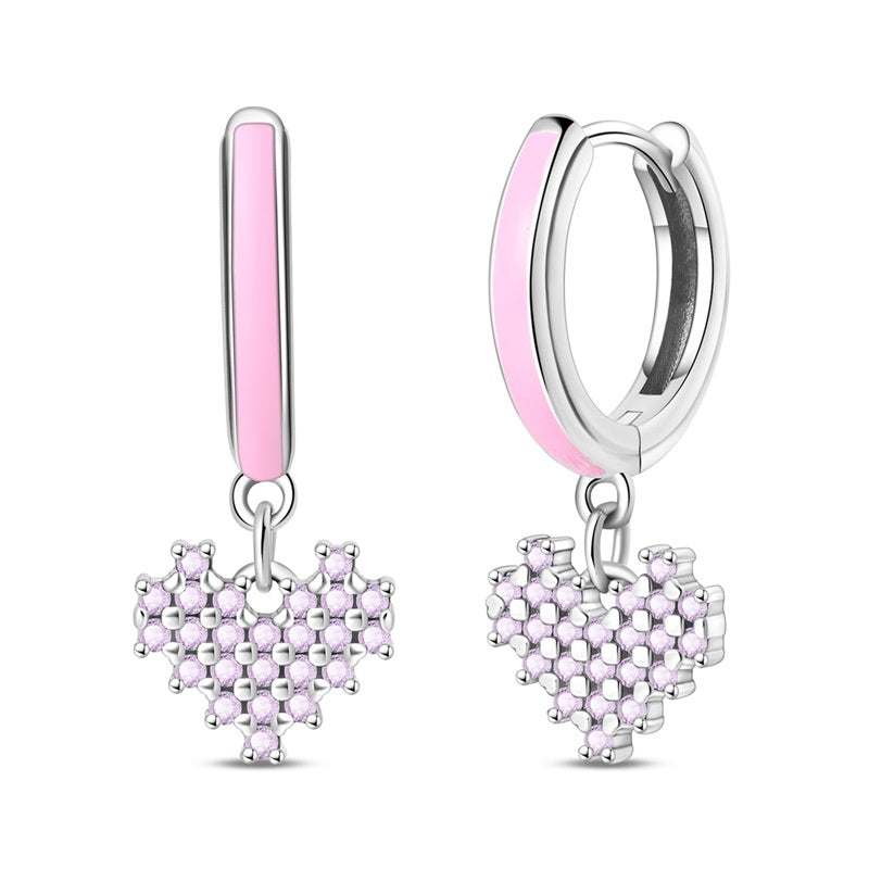 Aretes Corazones Rosas