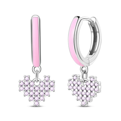 Aretes Corazones Rosas