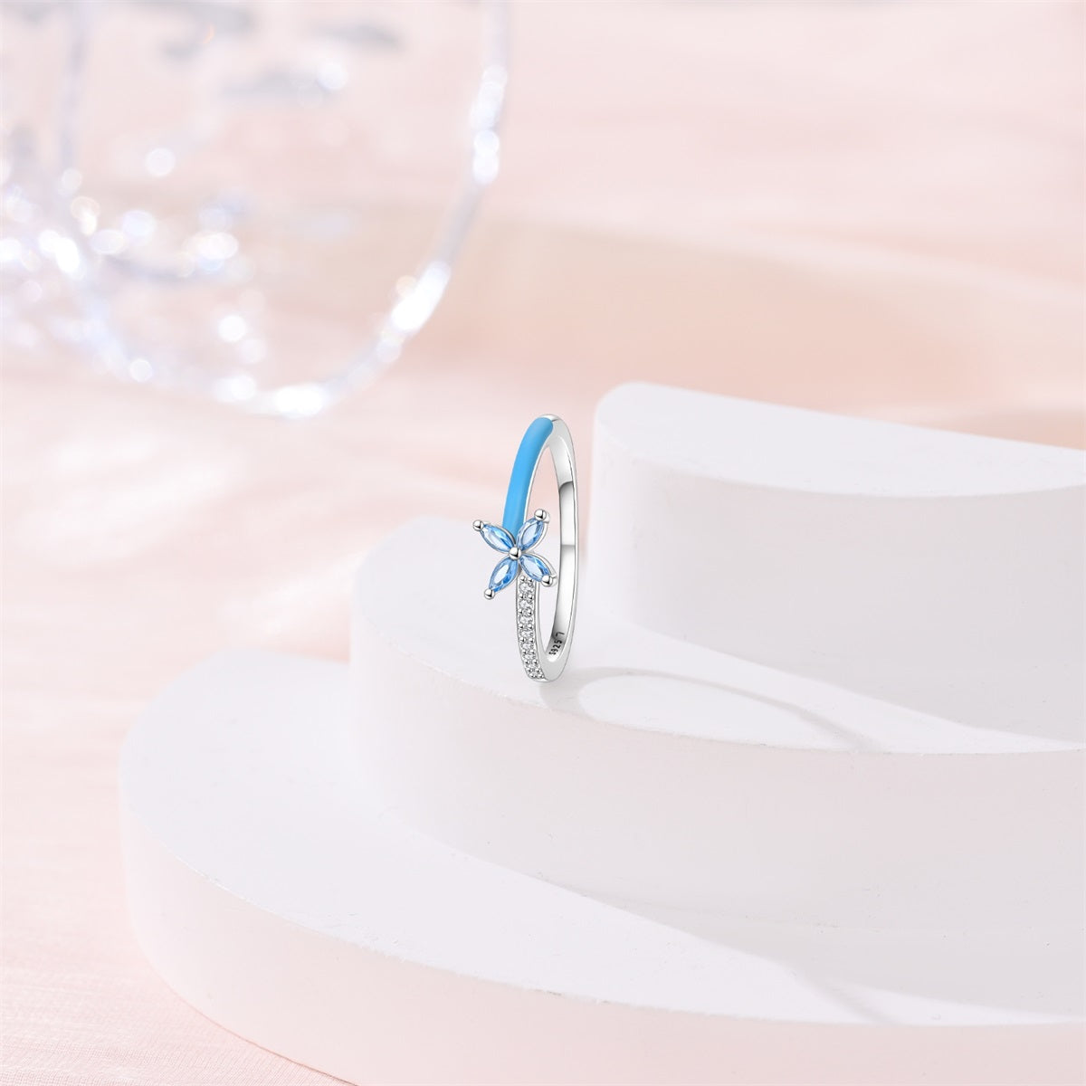 Anillo Flor Azul