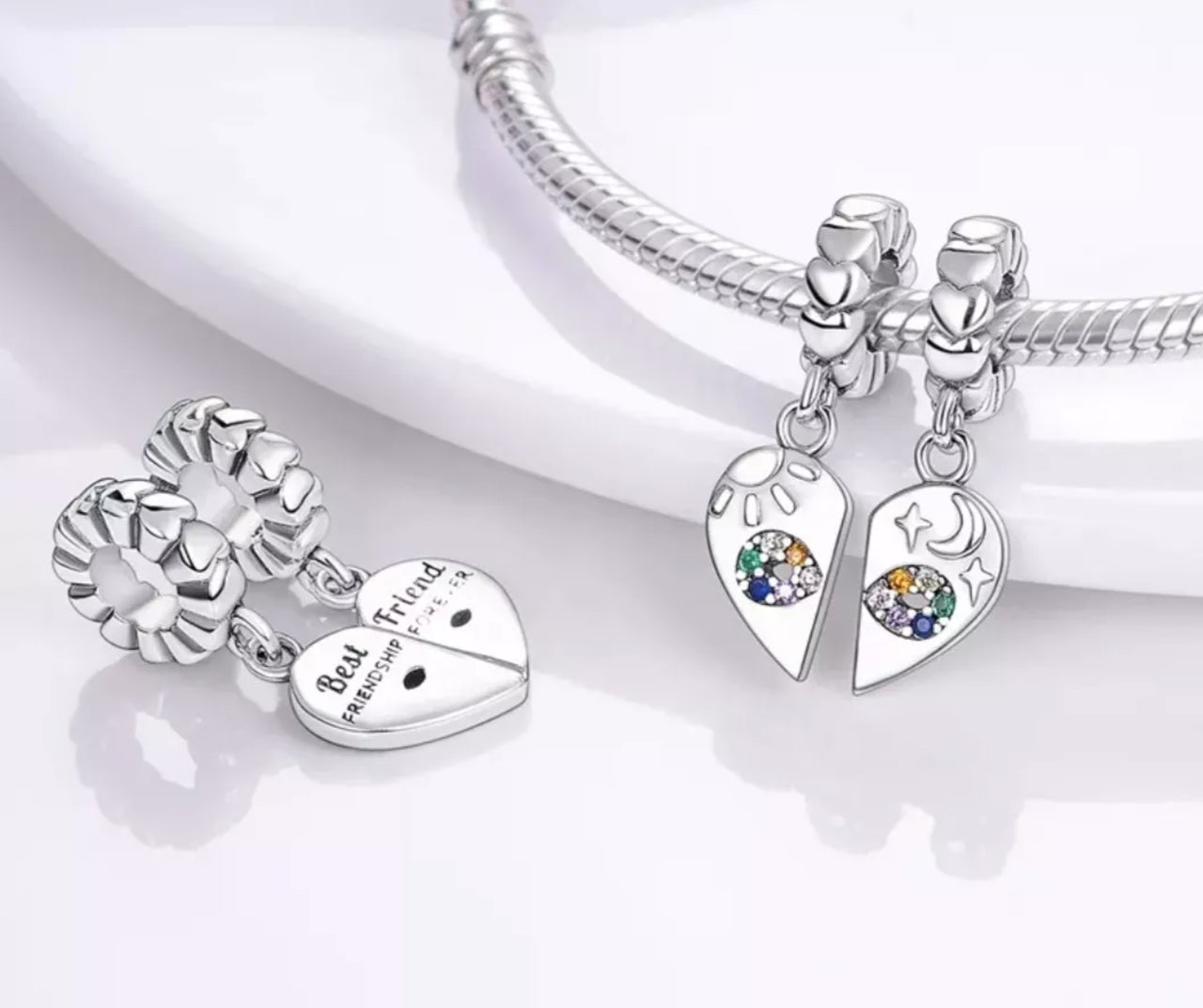 Charm Corazon de Sol & Luna "Mejores Amigas"