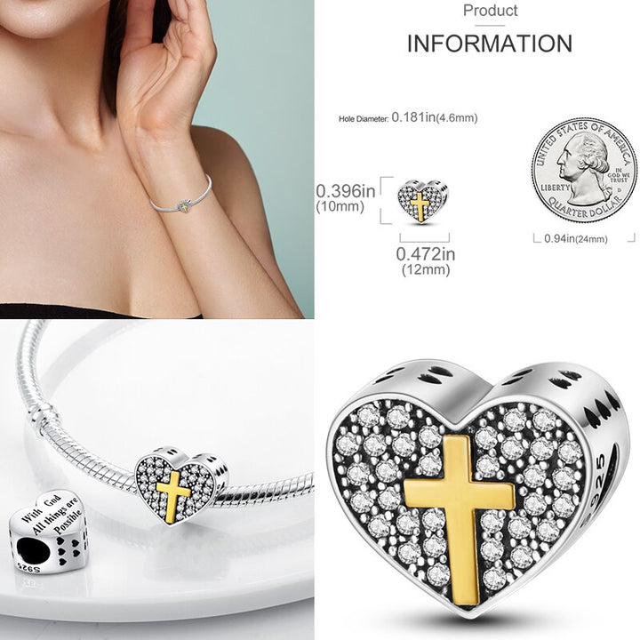 Charm Corazon Cruz Dorada