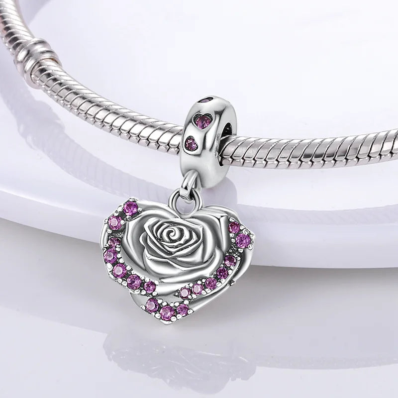 Charm Corazon de Rosa Diamantada