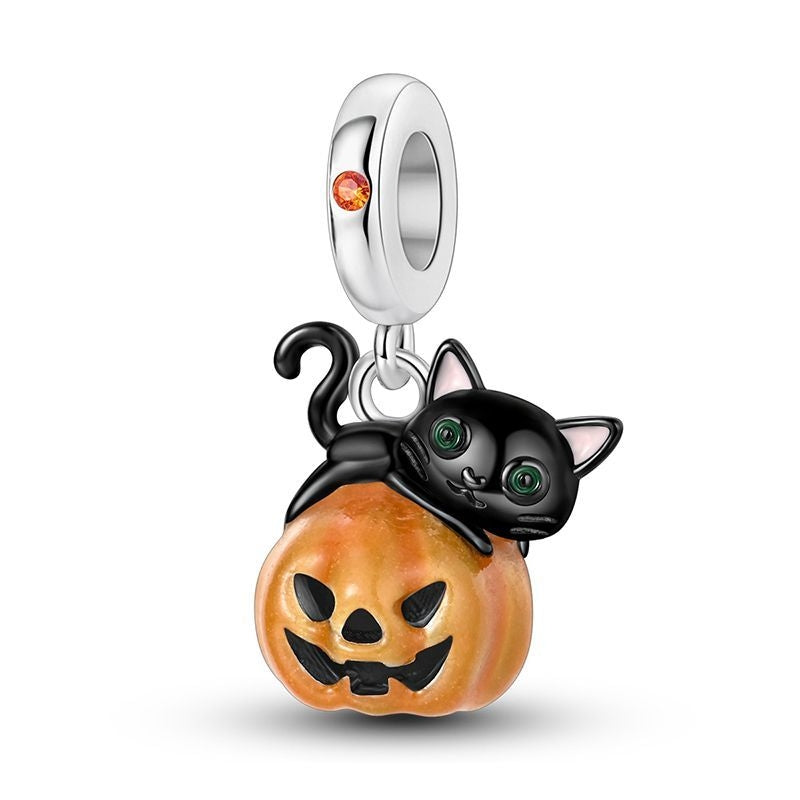 Charm Calabaza de Halloween y Gato Negro