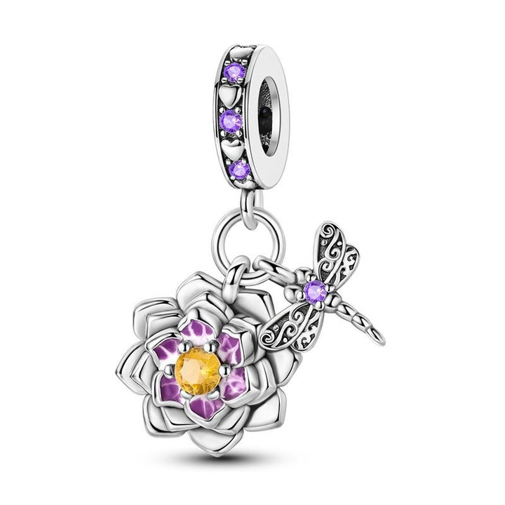 Charm Flor Morada y Libélula